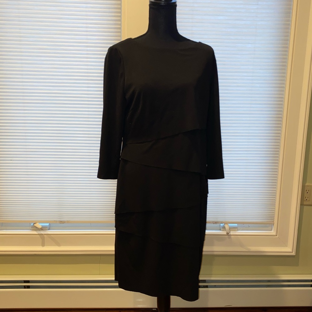 Tahari Arthur S. Levine black midi layered dress
